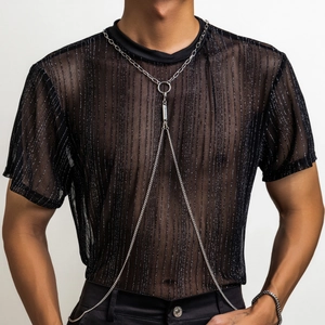 Men Hip Hop Aluminum Iron Body Chain Multilayer Waist Chain With Brand Tag Punk Silver Fashion Jewelry Accessory For Men