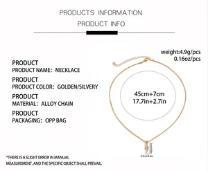Detailed size specifications of the golden lightning bolt pendant necklace for men