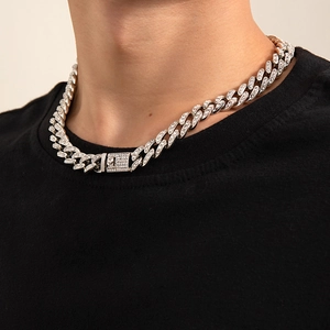 Herren Hip Hop Panzerkette Halskette Legierung Versilbert Mit Strass Iced Out Trendiger Rapper Streetwear Schmuck