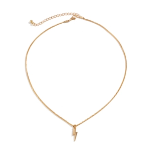 Minimalist gold lightning bolt pendant necklace with adjustable box chain for men and women