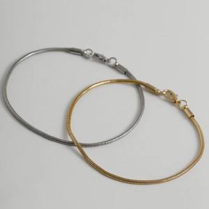 Minimalist double-layered gold and silver snake chain bracelet with lobster clasp for men