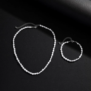 Men Baroque Faux Artificial Pearl Necklace And Bracelet Vintage Luxury White Artificial Pearl Beaded Chain For Men Daily Outfits Jewelry Accessories
