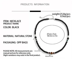 Detailed view of natural stone beaded necklace with 0.6cm and 0.8cm beads measurements
