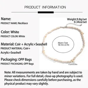 Détail du collier étoile de mer et coquillage avec dimensions, perles et fermoir argent