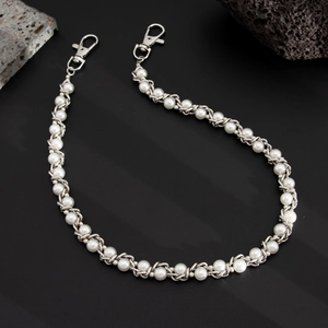 Hip hop pearl and metal chain accessory with lobster clasps for jeans or bags
