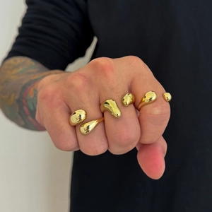 Minimalistisches Legierung Flüssigmetall Wassertropfen Ring Set Für Herren Hip Hop Organisch Unregelmäßig Lava Stil Offene Ringe Schmuck Geschenk