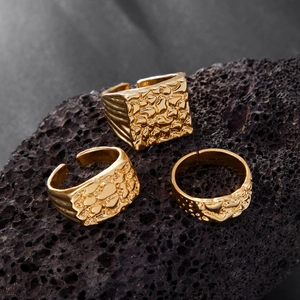 Bagues de Phalange Réglables en Alliage pour Hommes Texture de Pépite Hip Hop Punk Lave Irrégulière Bijoux de Mode Vintage pour Hommes