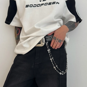 Catena per Pantaloni in Metallo Punk Gotico Uomo Pendenti a Croce in Strass di Lega Catena da Cintura Hip Hop Streetwear Gioielli