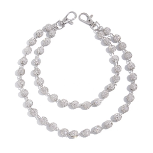 Catena da vita hip hop argento con sfere di strass e chiusure a moschettone