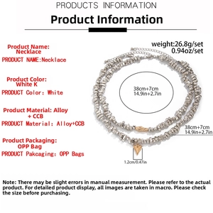 Detailed size specifications for double-layer heart pendant necklace with length and weight