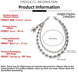 Detailed specs of double-layer spider trouser chain with dimensions and alloy material