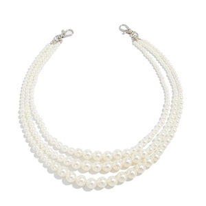 Three-layer faux pearl beaded jeans chain with silver lobster clasps for women's fashion