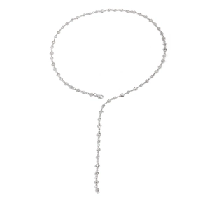 Minimalist silver heart-shaped Y-necklace with long chain and lobster clasp closure