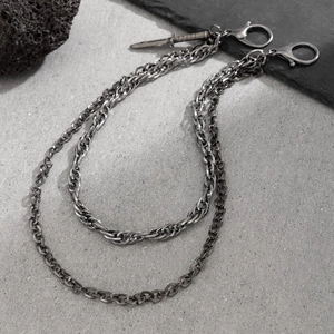 Gothic punk double layer trouser chain with dagger pendant and lobster clasps