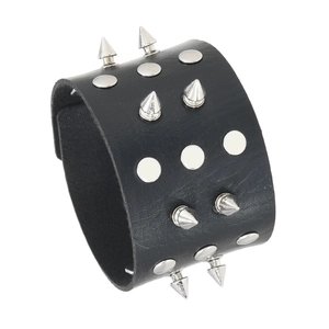 Bracelet Large en Cuir Punk Pour Homme Femme Pointes en Alliage Rivets Réglable Goth Rock Manchette Bijoux Cadeau