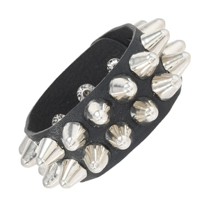 Punk Rock Spiked Rivet Leather Bracelet For Men Women Adjustable Alloy Spike Gothic Biker Wristband Fashion Jewelry Gift
