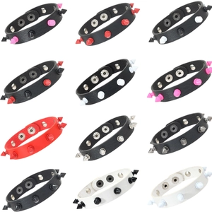 Punk Rock Rivet Leather Bracelet Gothic Spike Wristband With Metal Snaps For Men Women Fashion Jewelry Adjustable Bracelet