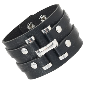 Punk Wide Leather Cuff Bracelet For Men Hip Hop Rock Style Adjustable Leather Wristband With Metal Rivets Unisex Jewelry Gift