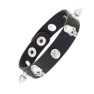 Bracelet Punk Rock en Cuir Avec Crâne et Pointes Hommes Femmes Bracelet Gothique Fait Main Ajustable Bijoux de Mode