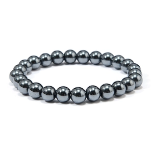 Punk style 4-piece set of skull bracelets for men with polished hematite beads