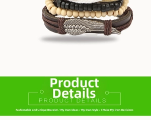 Detail view of ethnic multilayer beaded bracelet with silver wing and leather straps