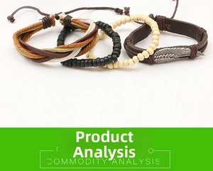 Close-up of four-piece retro multilayer braided leather bracelets with a metal wing charm