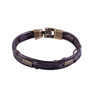 Bracelet Multicouche en Cuir de Vachette Tressé pour Homme Fermoir en Métal Gravé Style Punk Ethnique Bijoux Tressés Main Cadeau