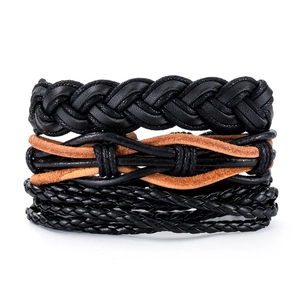 Vintage Mehrlagiges Geflochtenes Lederarmband Für Herren Damen Handgefertigtes Geometrisches PU-Kabel Verstellbarer Schmuck