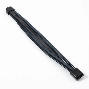 Bracelet multicouche pour homme en cuir tressé bleu avec fermoir magnétique noir élégant