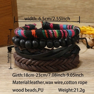 Paramètres de taille détaillés pour bracelets bohèmes multicouches en cuir et perles