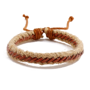 Handmade woven ethnic hemp rope bracelet with adjustable cord for men and women