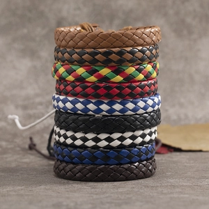 Gevlochten PU-lederen armbanden voor heren en dames in diverse vintage kleuren
