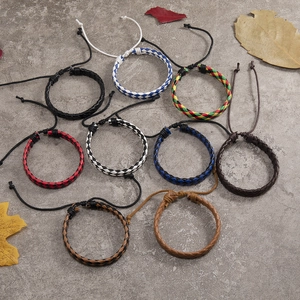 Set van 9 gevlochten PU-leren armbanden voor dames en heren met verstelbaar trekkoord
