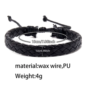 Details van afmetingen van gevlochten PU-lederen armband van 18cm lang en 1cm breed