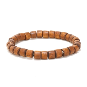 Multilayer tree of life bracelet featuring brown wooden beads and braided leather details
