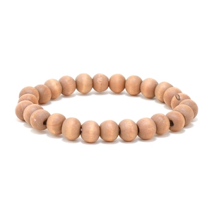 Fashionable multilayer woven wooden bead bracelet with natural grain in light brown finish