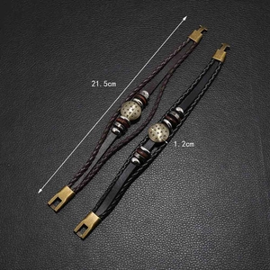 Détail du bracelet en cuir tressé multicouche avec breloque étoile et dimensions