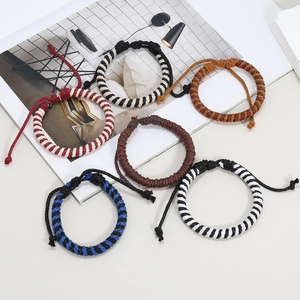 Handmade braided wax rope bracelets in vibrant colors with ethnic punk style patterns