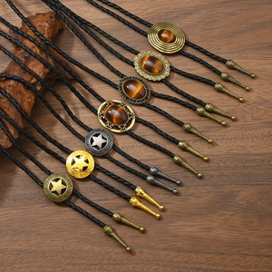 Vintage Western Bolo Tie Für Herren Damen Retro Legierung Stern Kunststein Anhänger Geflochtene Kunstleder Kordelkette