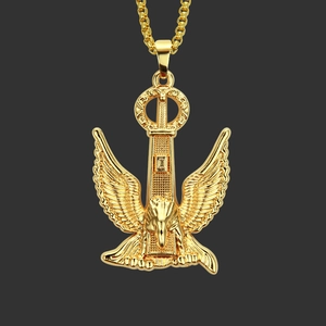 18K Vergoldeter Adler Anhänger Halskette Hip Hop Streetwear Schmuck Für Herren Vintage Adler Charme Legierung Box Kette