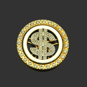 Détail d'un pendentif dollar rotatif avec cristaux étincelants pour bijoux DIY