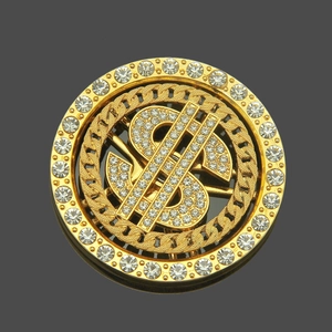 Hip Hop Rotatable Dollar Sign Alloy Rhinestone DIY Phone Case Accessory Gold Silver Pendants Jewelry Metal Decoration
