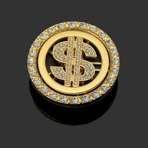 Shiny Rhinestone Rotating Dollar Sign Alloy Pendant For DIY Phone Case Hiphop Style Round Metal Jewelry Making Materials