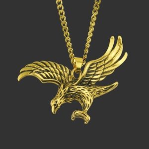 Collier Pendentif Aigle Volant Vintage en Alliage Or Argent Antique Charme Aigle Chaîne Torsadée Bijoux Hip Hop pour Hommes