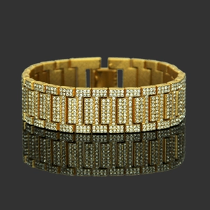 Heren Hip Hop Iced Out Horlogeband Stijl Legering Armband Luxe Strass Ingelegd Goud Zilver Rozegoud Verguld Mode Sieraden