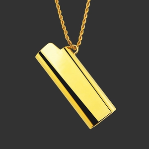 Men Hip Hop Lighter Shape Case Pendant Necklace Alloy Electroplated Metal Twist Chain Personalized Fashion Jewelry For Men