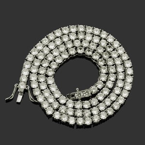 Classic tennis chain necklace featuring round cut cubic zirconia in a spiral layout