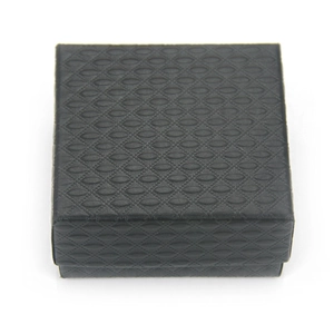 Matte Black Square Jewelry Box Paper Gift Packaging Box Embossed Rhombus Pattern For Necklace Bracelet Minimalist Storage Case