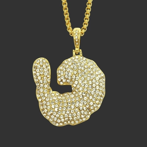 Collier Pendentif Hip Hop Iced Out Bras Musclé Biceps Flex Alliage Strass Bijoux De Rue Pour Hommes Femmes