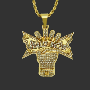 Hip Hop Really Rich Faust Anhänger Halskette Für Herren Legierung Strass Eingelegt Seilkette Gold Silber Streetwear Schmuck Geschenk